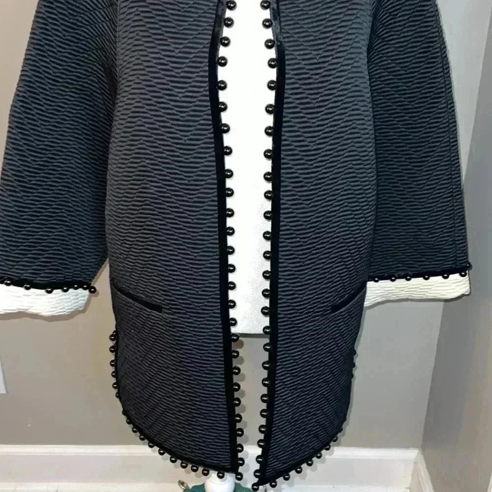 Tory Burch Beaded chevron-jacquard coat Size 10 - Picture 4 of 11